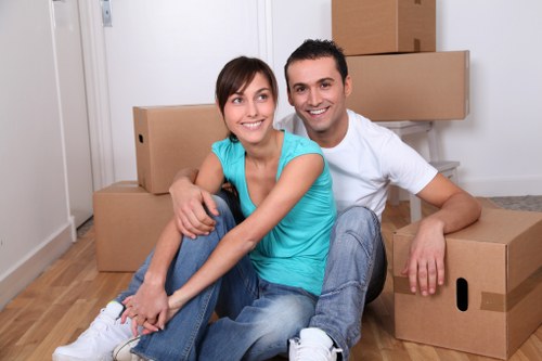 Packed boxes and furniture ready for a Richmond flat removal