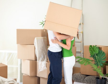 Careful loading of office items for a business move in Richmond