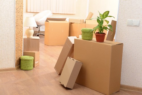 Packed boxes and furniture ready for a Richmond home removal