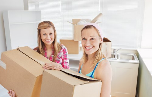 Packed boxes and furniture ready for transport during a Richmond relocation