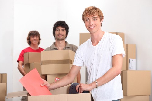 Packed boxes and furniture prepared for Richmond house removals